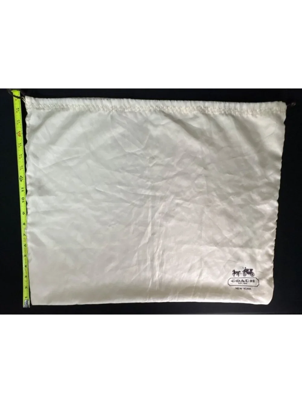 Coach Satin Dust Bag Drawstring Cream Ivory Storage Handbag Protection 19